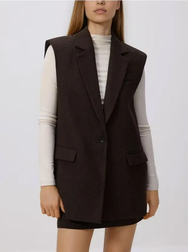 Gilet con lana - marrone scuro