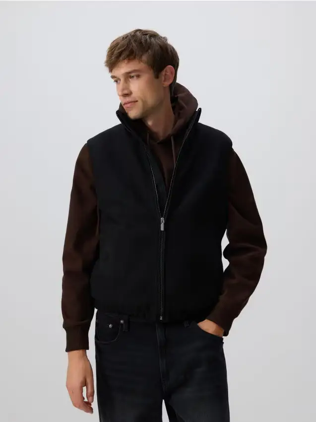 Gilet con lana - nero