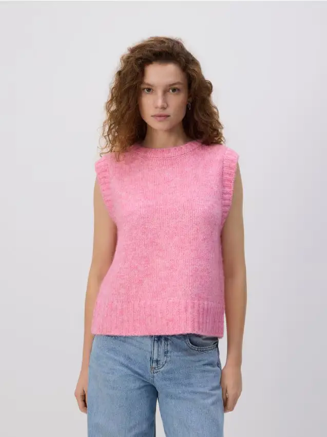 Gilet con lana - rosa
