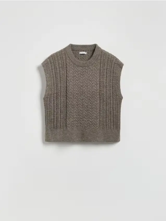 Gilet con lavorazione decorativa - caffè