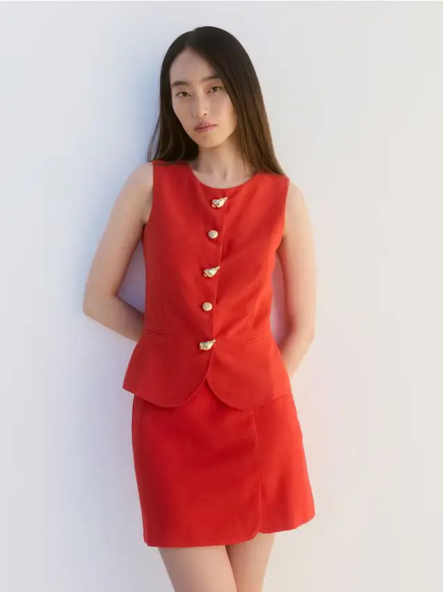 Gilet con lino - mandarino