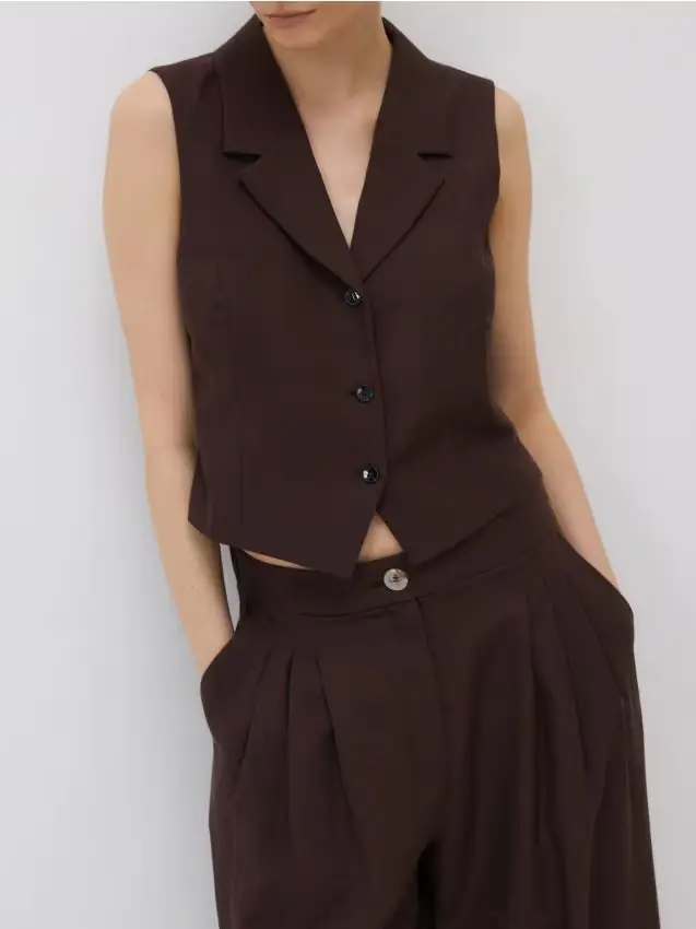 Gilet con lino - marrone scuro