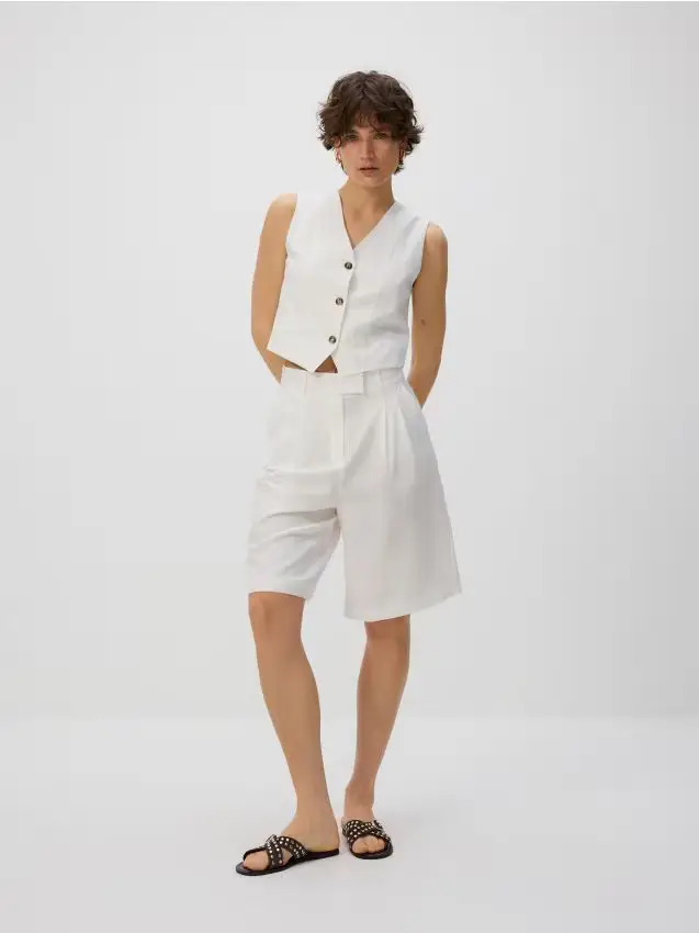 Gilet con lino - panna