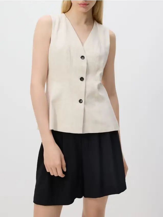 Gilet con lino - panna