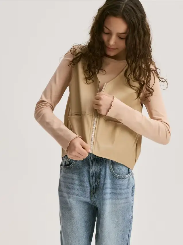 Gilet in ecopelle - beige