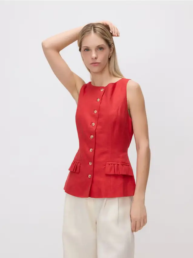 Gilet in lino - rosso