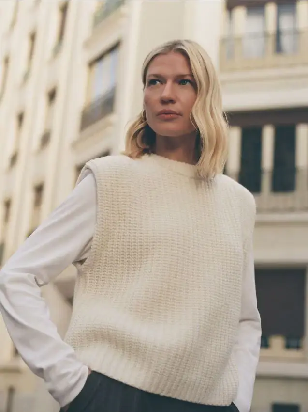 Gilet in maglia con lana - nude