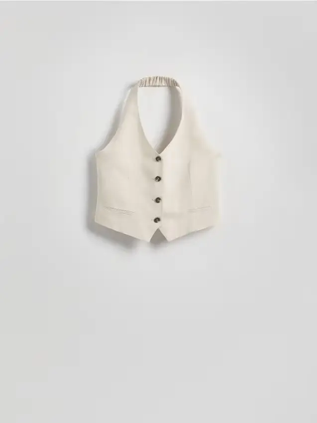 Gilet in misto lino - beige