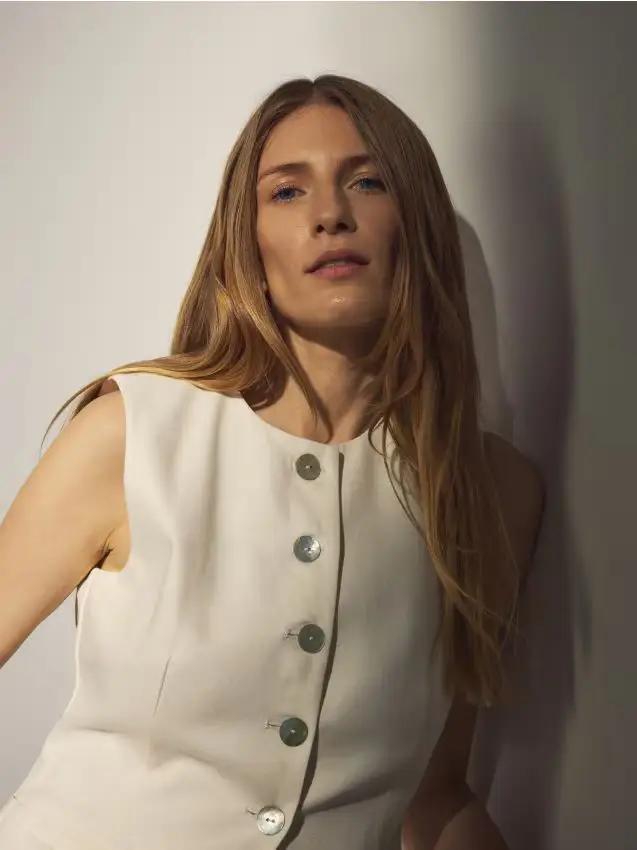 Gilet in misto lino - bianco