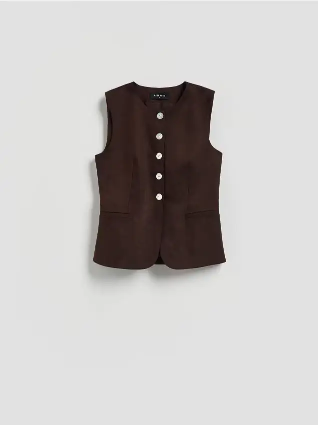 Gilet in misto lino - marrone scuro