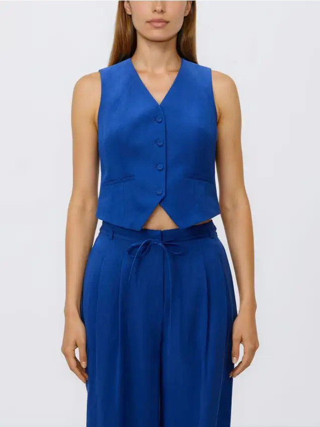 Gilet in misto lyocell - indaco