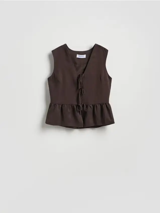 Gilet in misto lyocell - marrone scuro