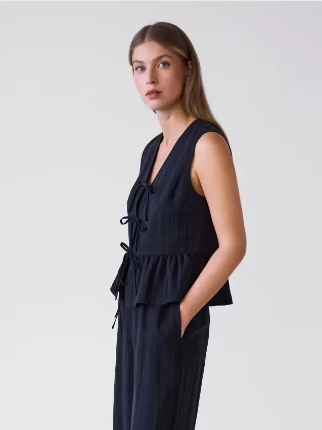 Gilet in misto lyocell - nero