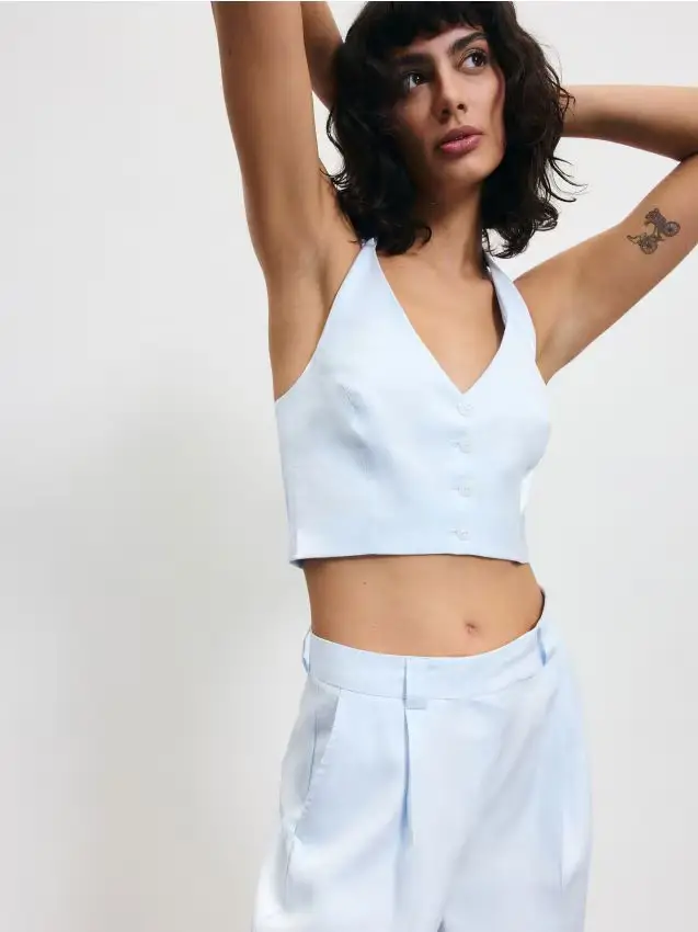 Gilet in misto viscosa - blu pallido