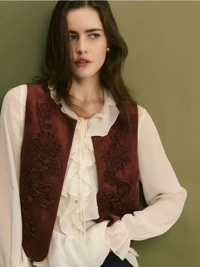 Gilet in simil camoscio - maroon