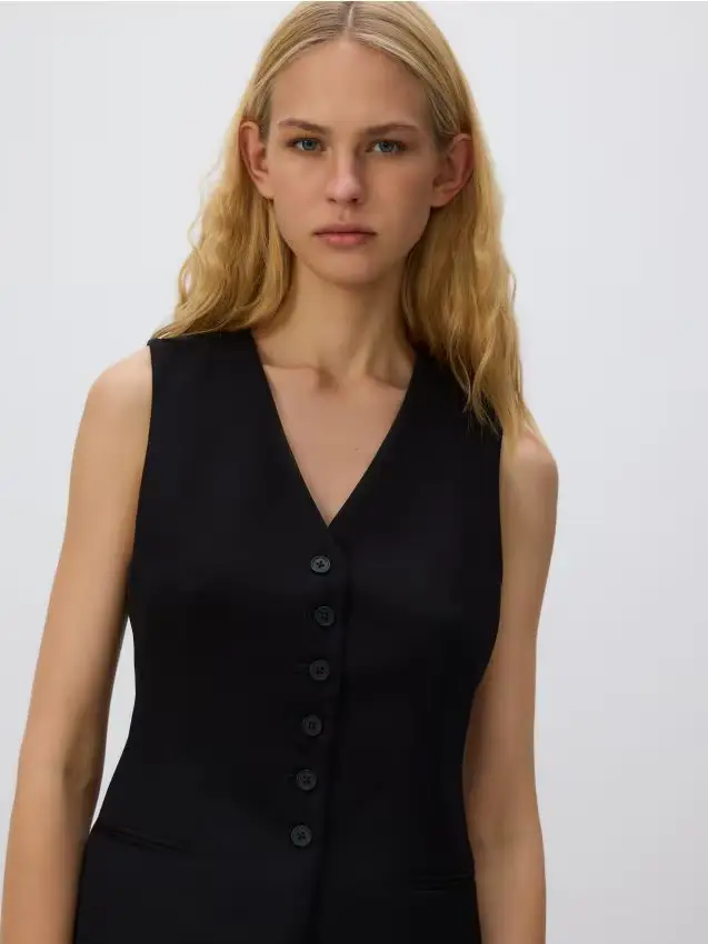 Gilet lungo con viscosa - nero