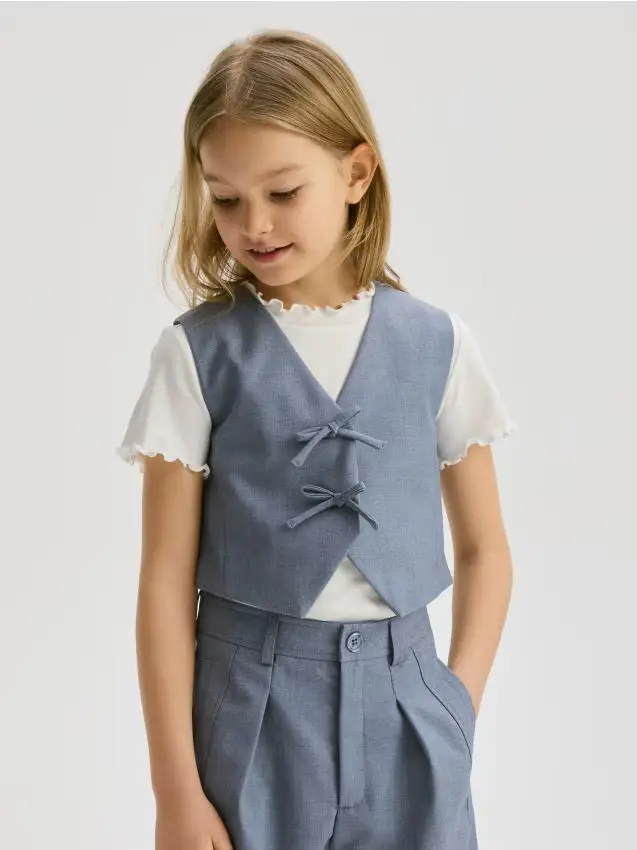 Gilet lungo elegante - azzurro