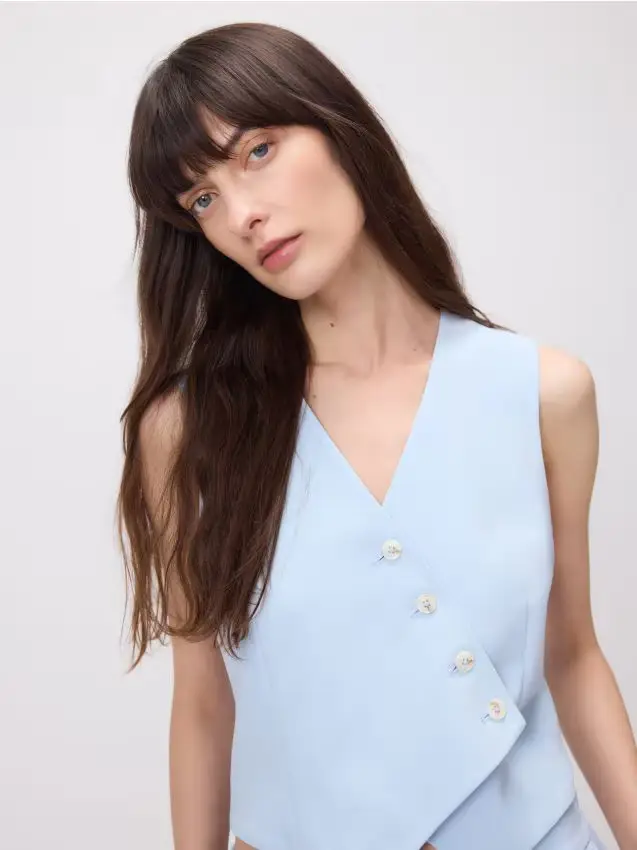 Gilet panciotto in misto viscosa - blu pallido