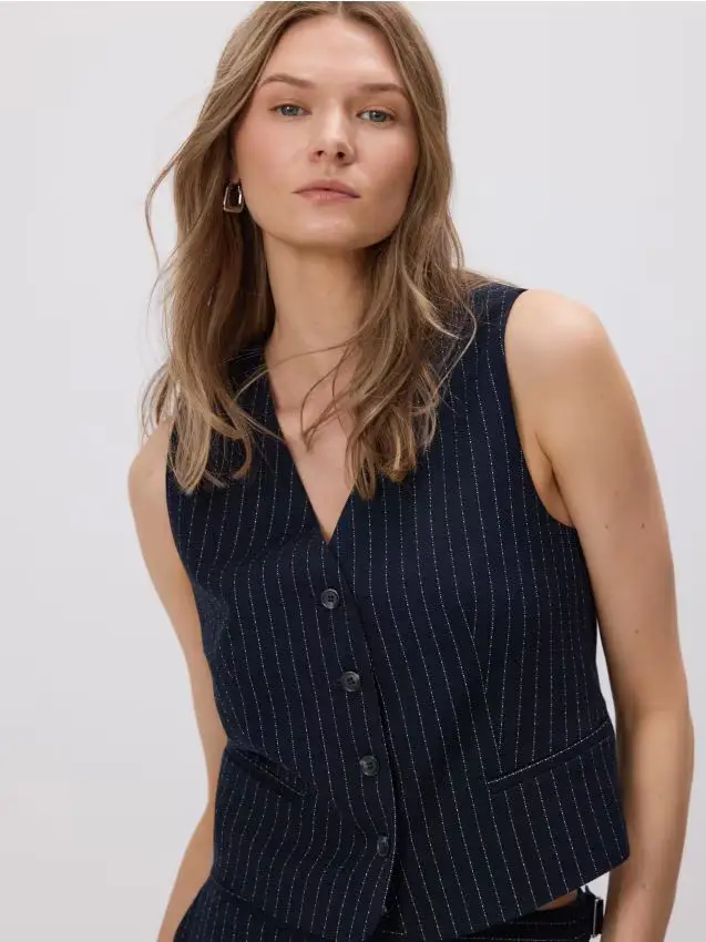 Gilet panciotto in misto viscosa - blu scuro