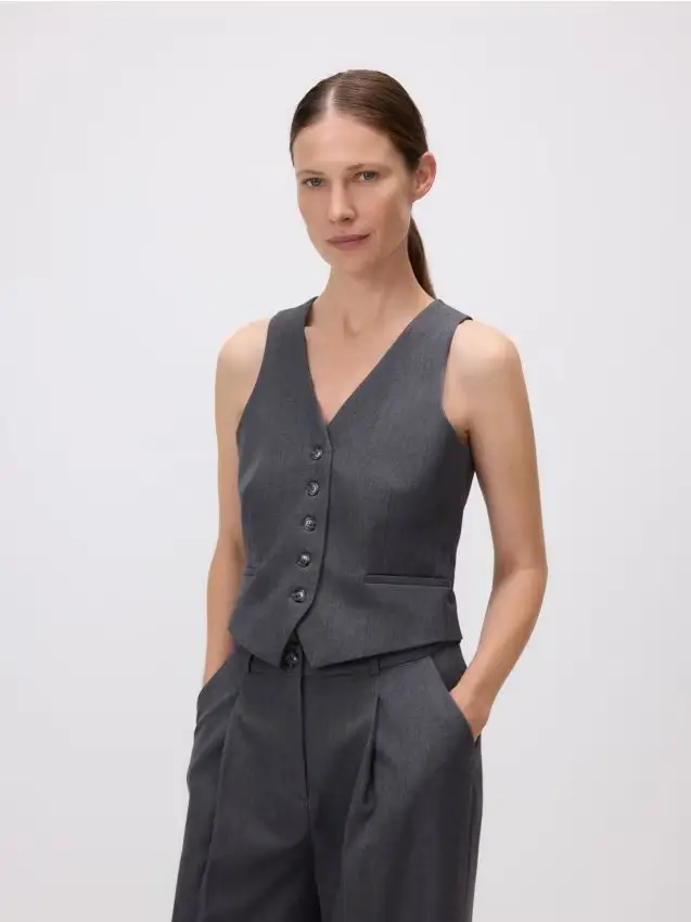 Gilet panciotto in misto viscosa - grigio medio