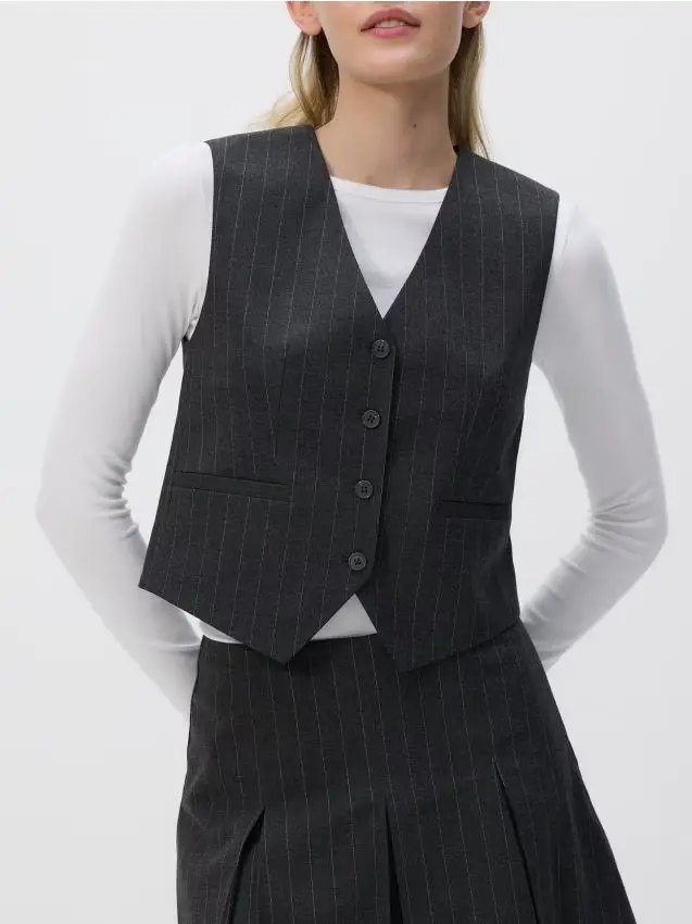 Gilet panciotto in misto viscosa - grigio scuro