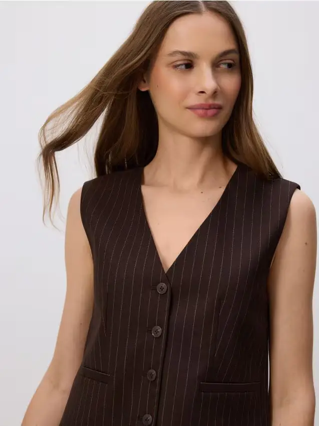 Gilet panciotto in misto viscosa - marrone scuro