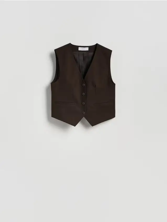 Gilet panciotto in misto viscosa - marrone scuro