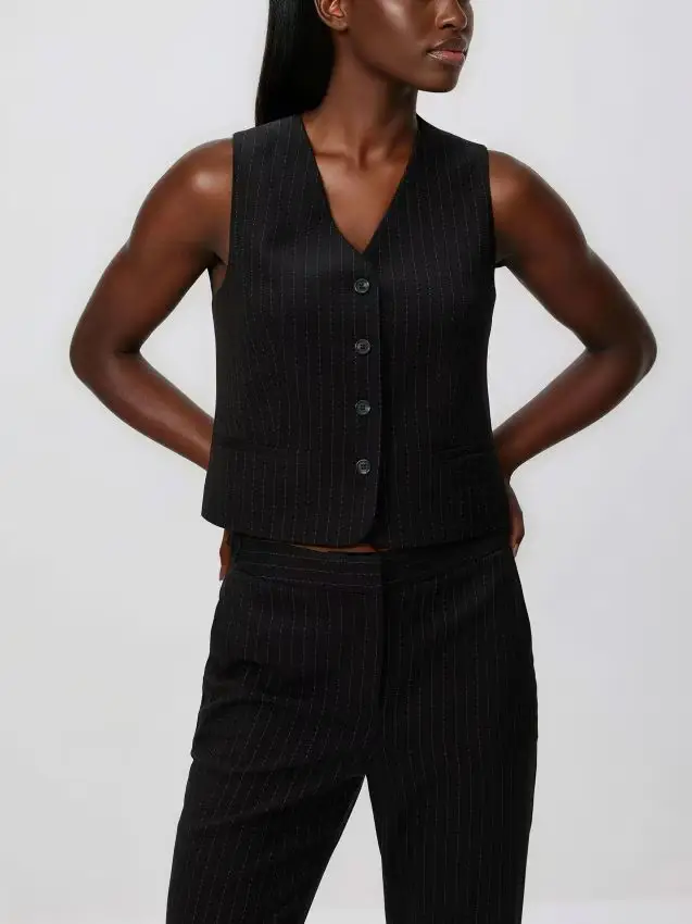 Gilet panciotto in misto viscosa - nero