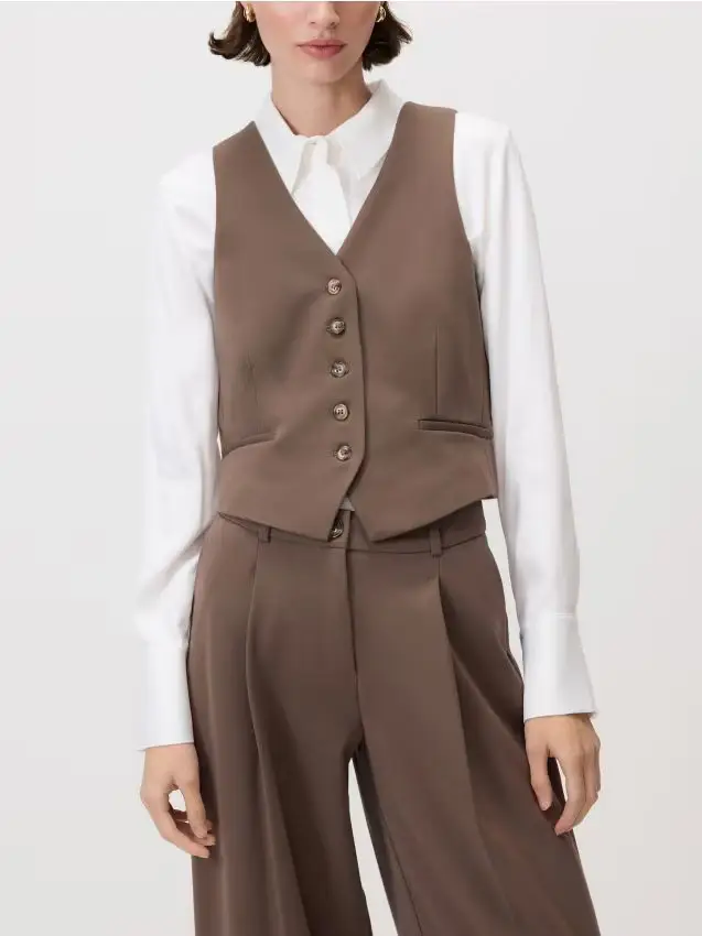 Gilet panciotto in misto viscosa - talpa