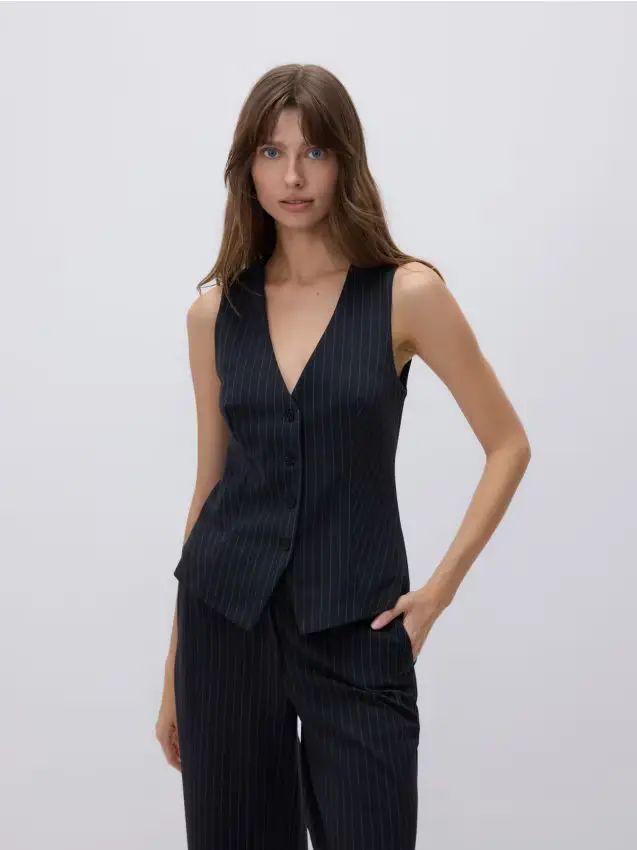 Gilet sartoriale con lino - grigio scuro