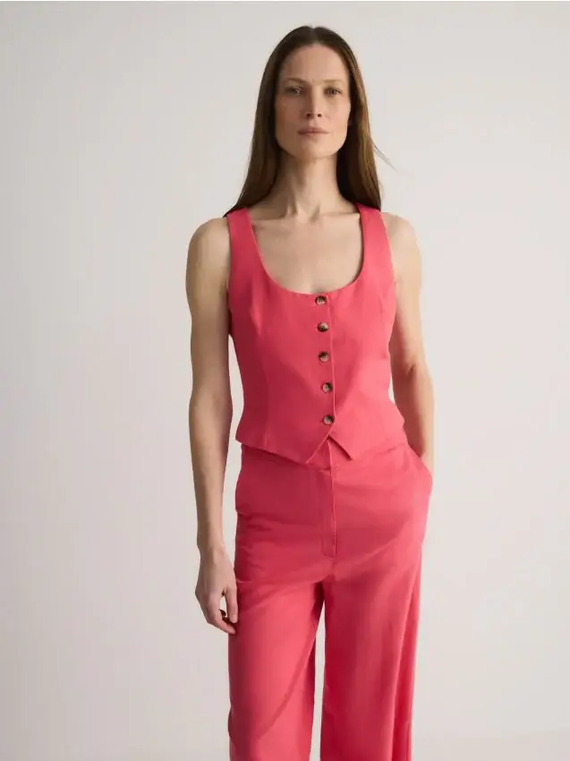 Gilet sartoriale con lino - rosso piccante