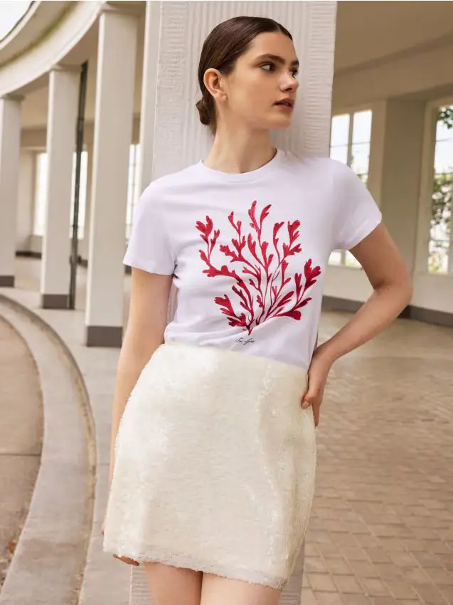 Gonna a paillette - panna