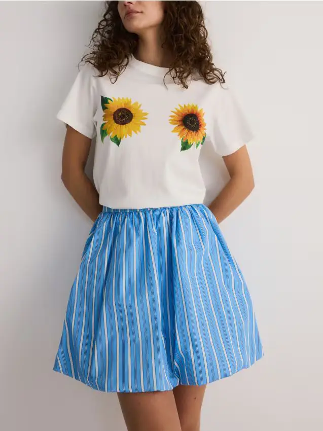 Gonna a palloncino a righe - multicolore