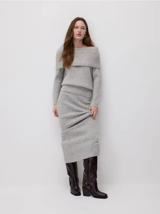 Gonna a righe - grigio chiaro