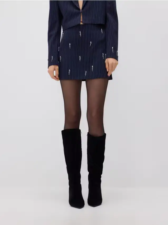 Gonna con applicazione decorativa - blu scuro