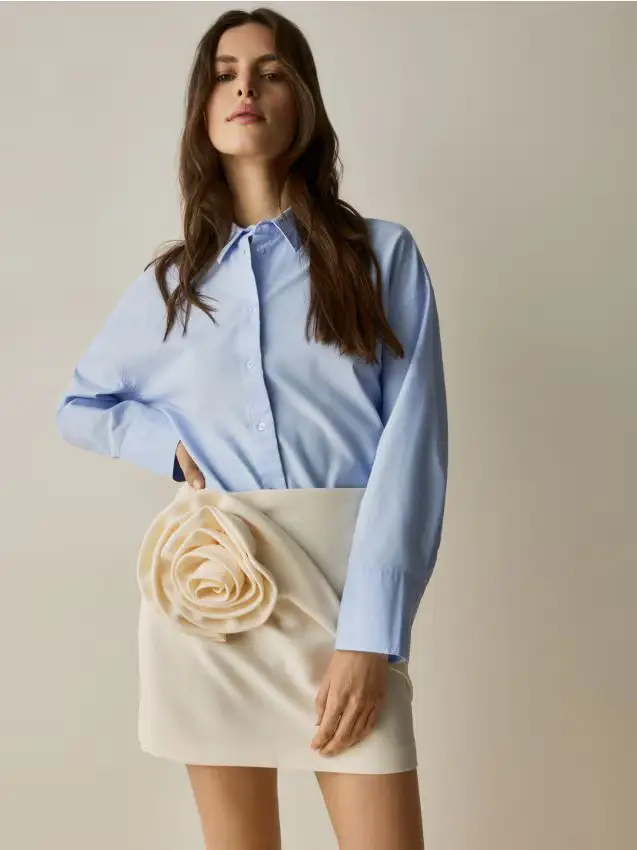 Gonna con applicazione decorativa - panna