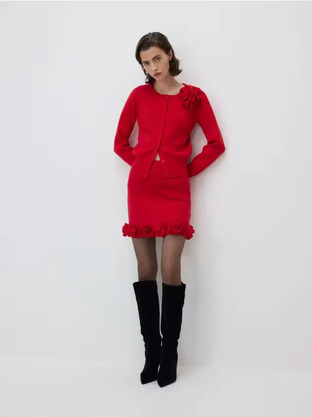 Gonna con applicazione decorativa - rosso