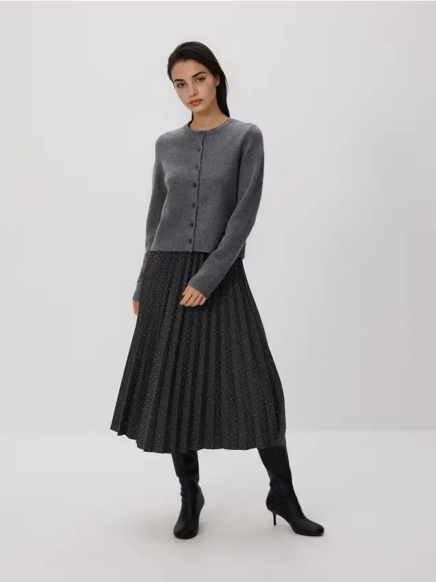 Gonna con applicazione - grigio scuro