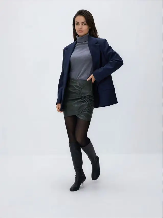 Gonna con arricciatura - verde scuro