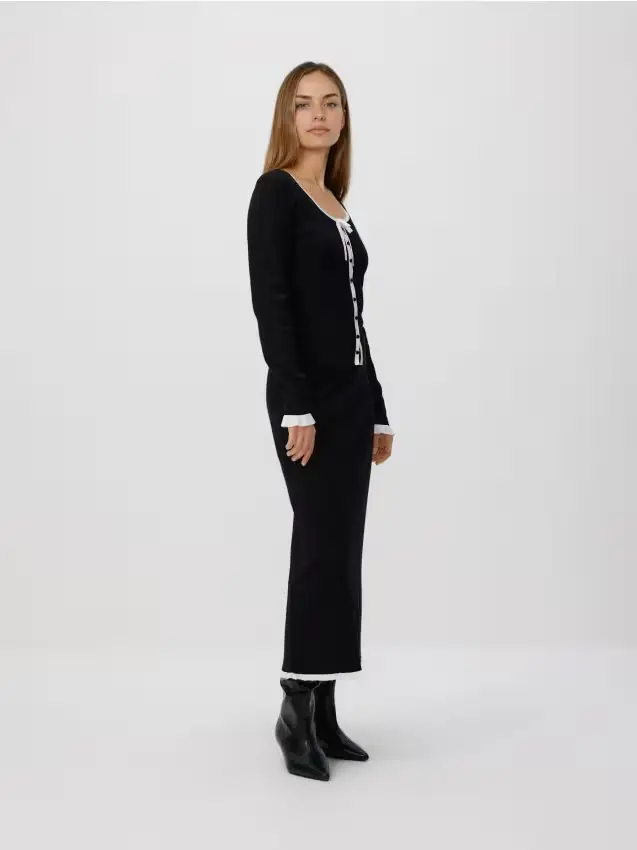 Gonna con bordo a contrasto - multicolore