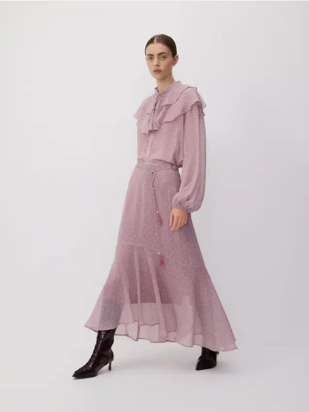 Gonna con filo metallico - rosa