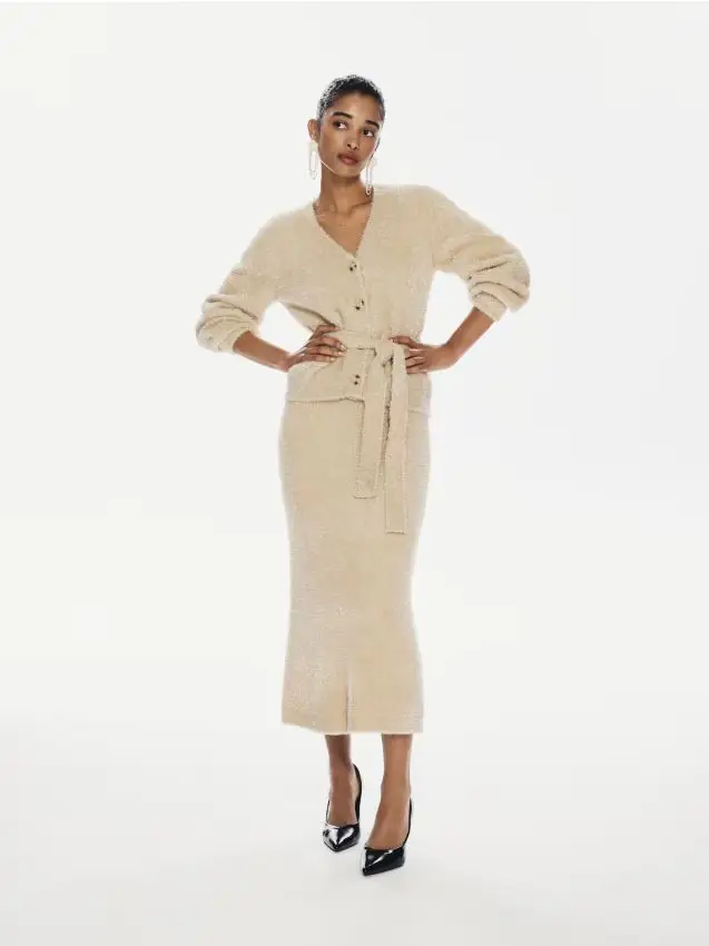 Gonna con filo metallizzato - grano