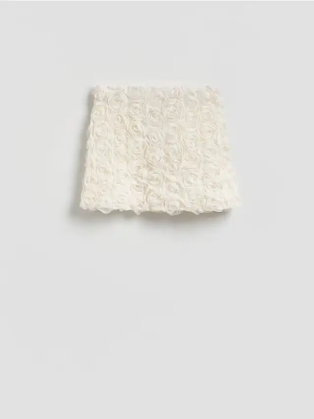 Gonna con motivo di rose - bianco