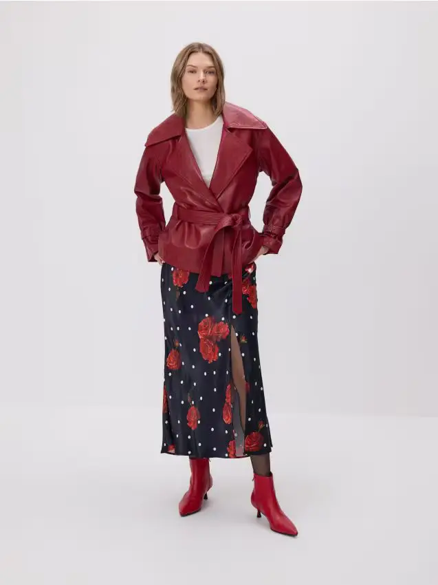 Gonna con motivo floreale - nero