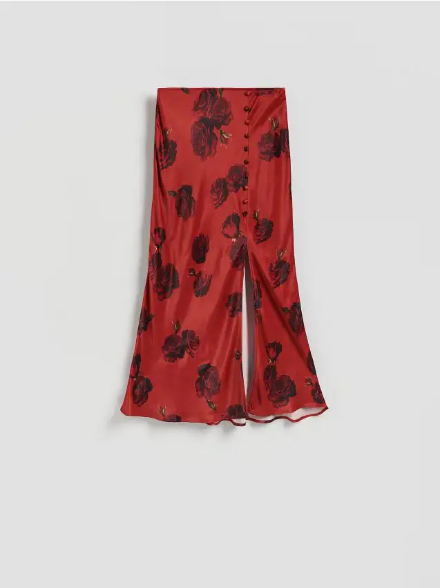 Gonna con motivo floreale - rosso