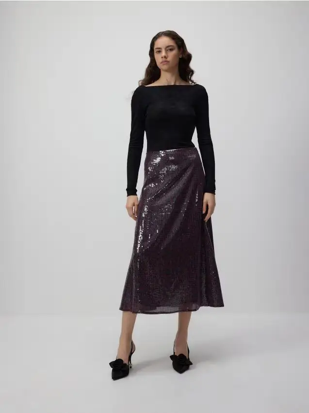 Gonna con paillette - multicolore