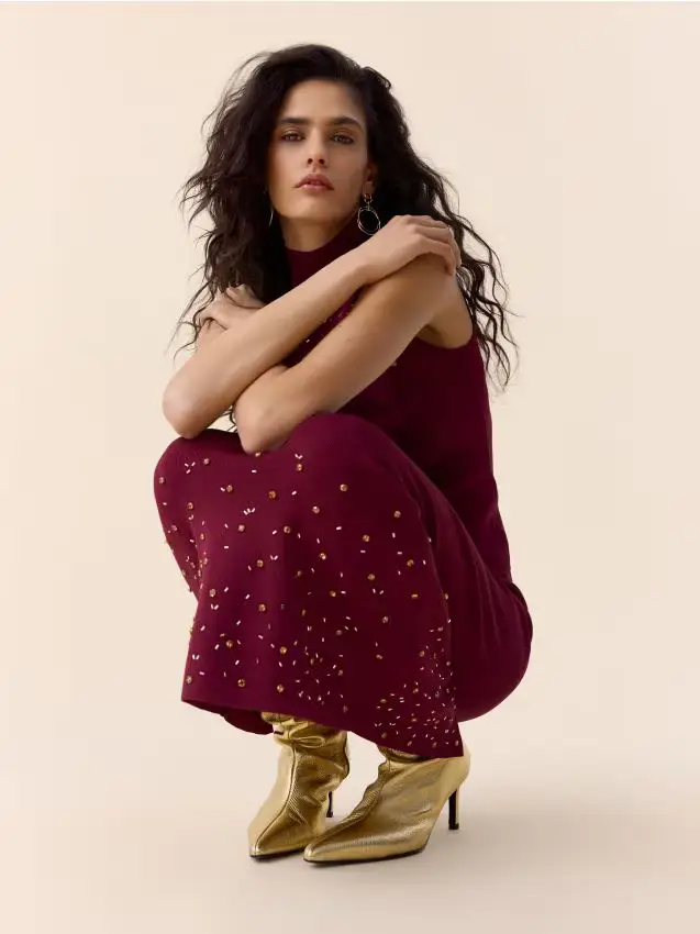 Gonna con patch - bordeaux