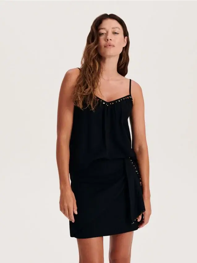 Gonna con pietre decorative - nero