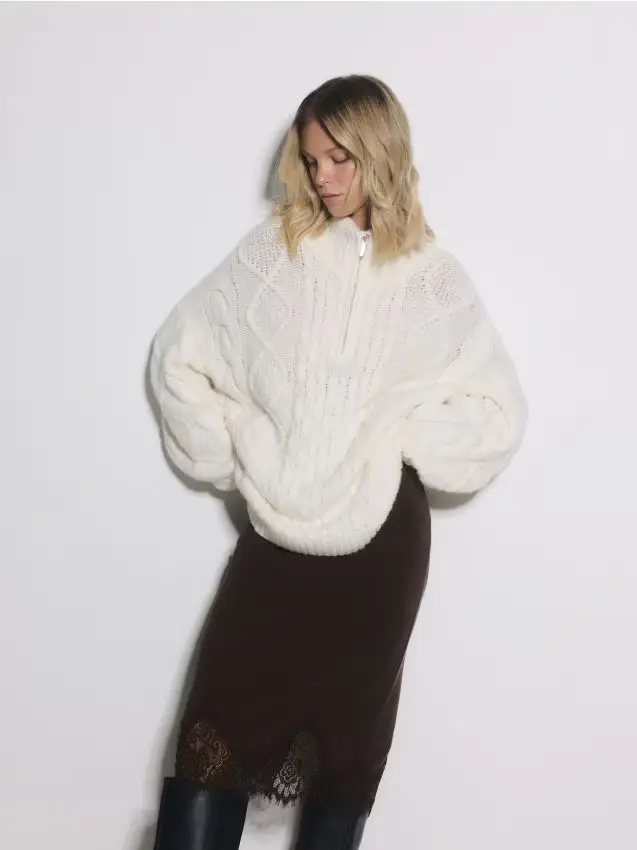 Gonna con pizzo - marrone scuro