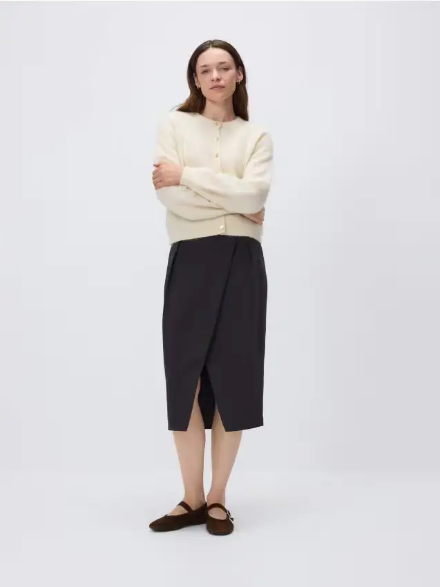 Gonna con spacco decorativo - marrone scuro